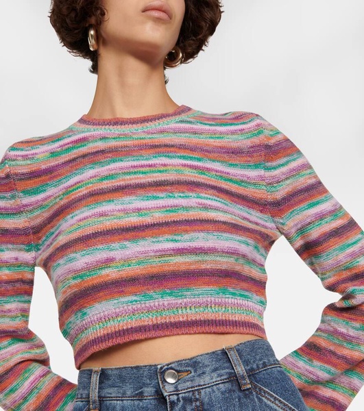 Striped wool and cashmere top