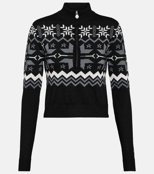 Nordic intarsia wool half-zip sweater