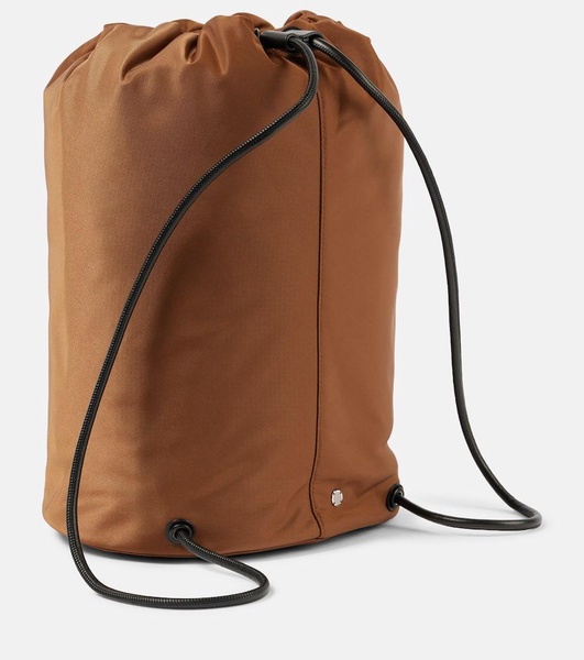 Sporty leather-trimmed backpack