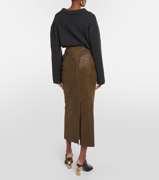 Beth leather midi skirt 