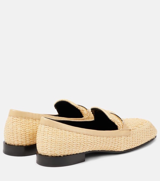 Raffia and leather loafers