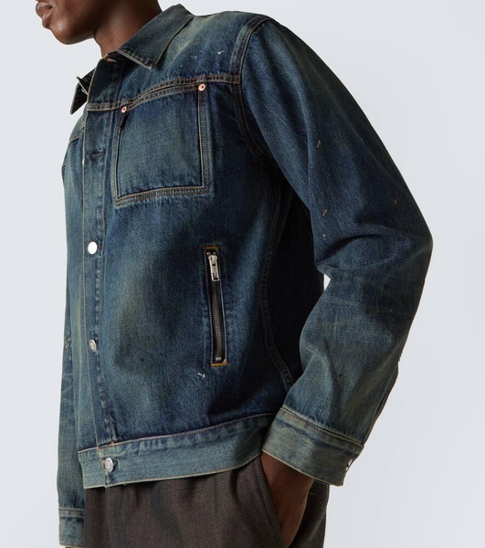 Embroidered faded denim jacket