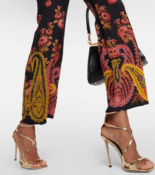 Paisley high-rise silk pants