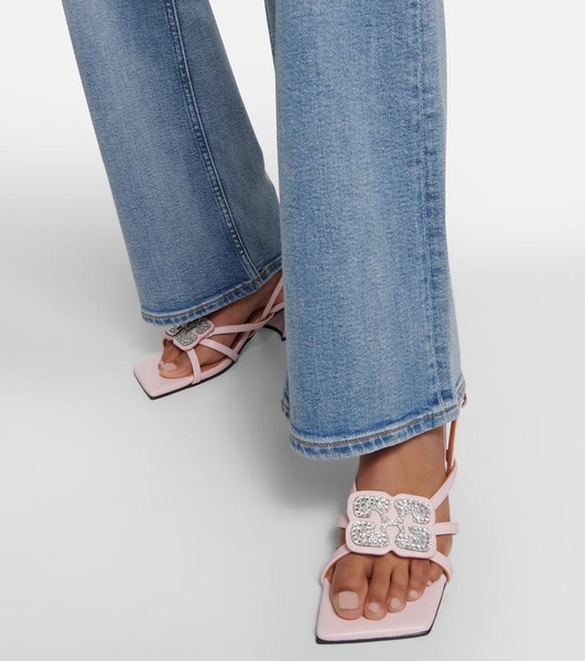 Embellished faux leather sandals