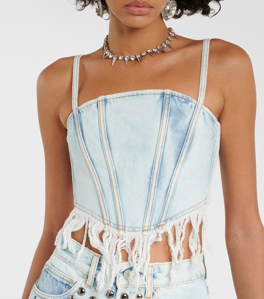 Distressed denim bustier