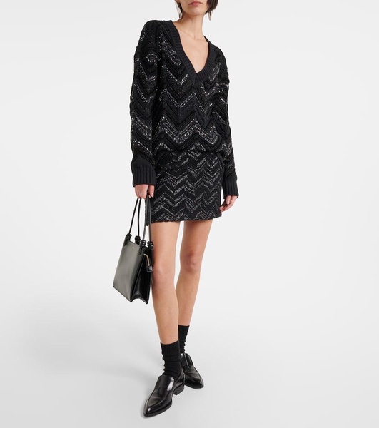 Zig Zag sequined oversized sweater