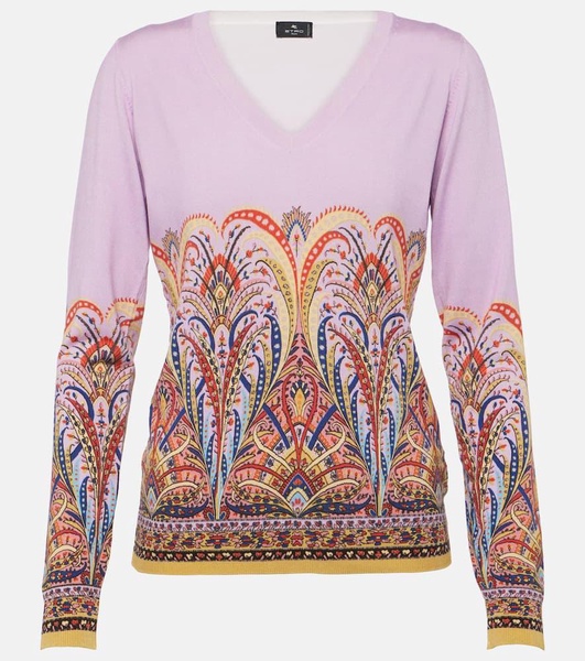 Printed silk-blend sweater 