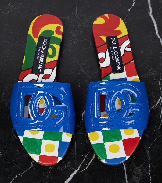 DG Logo Flat Sandals in Calf Leather