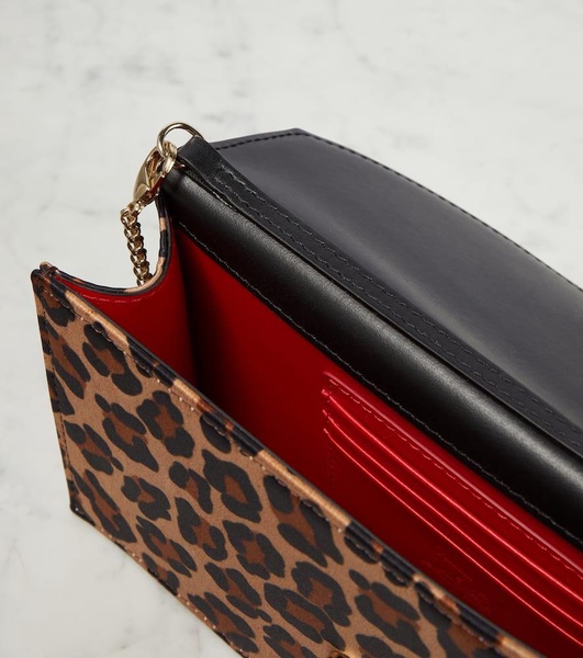 Loubi54 leopard-print satin clutch