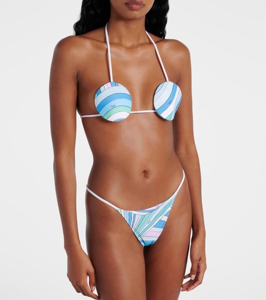 Iride printed bikini top