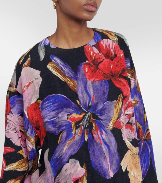 Floral silk-blend top