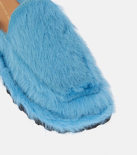 Calf hair slippers