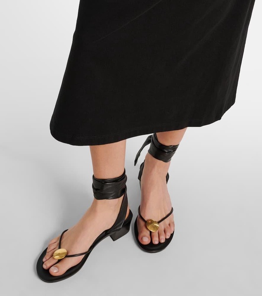 Cord leather thong sandals