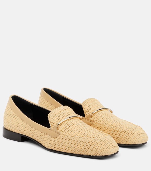 Raffia and leather loafers