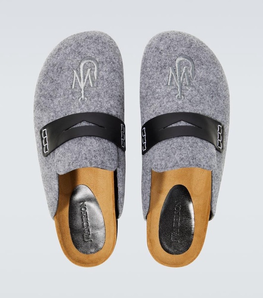 Leather-trimmed slippers