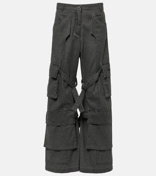 Mid-rise wide-leg cargo jeans