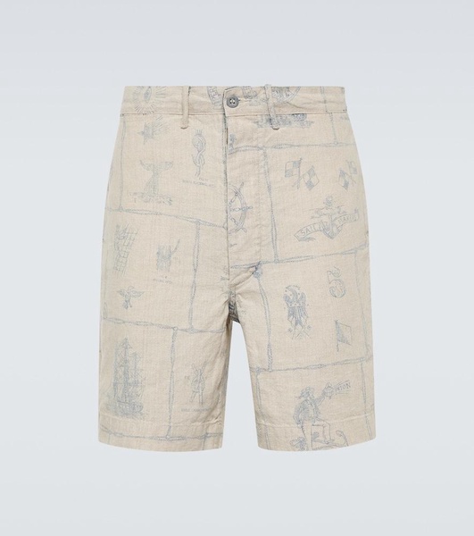 Printed linen shorts