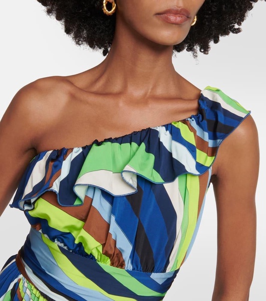 Iride-print one-shoulder minidress