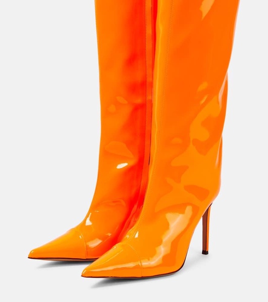 Patent leather knee-high boots