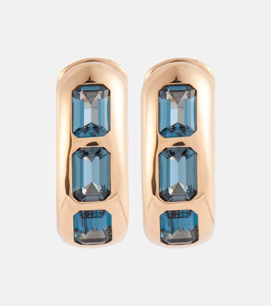 Iconica 18kt rose gold earrings with blue topaz