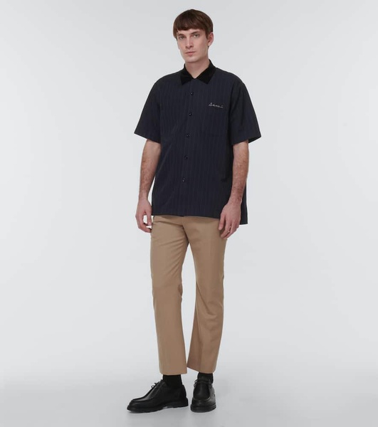 Striped twill bowling shirt