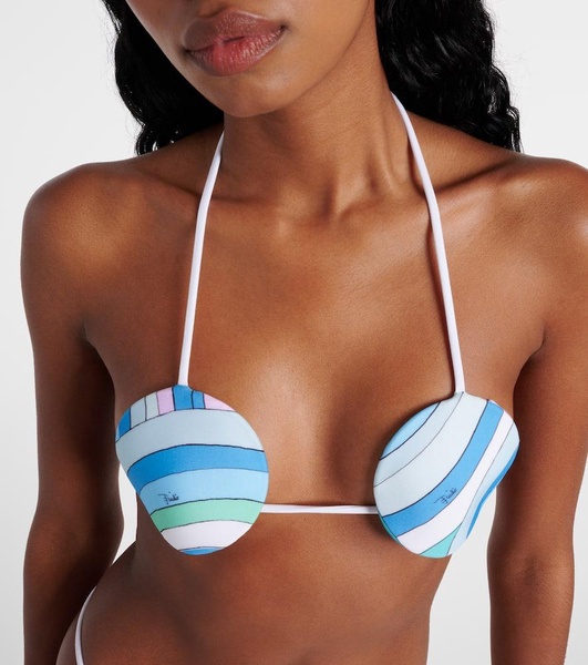 Iride printed bikini top