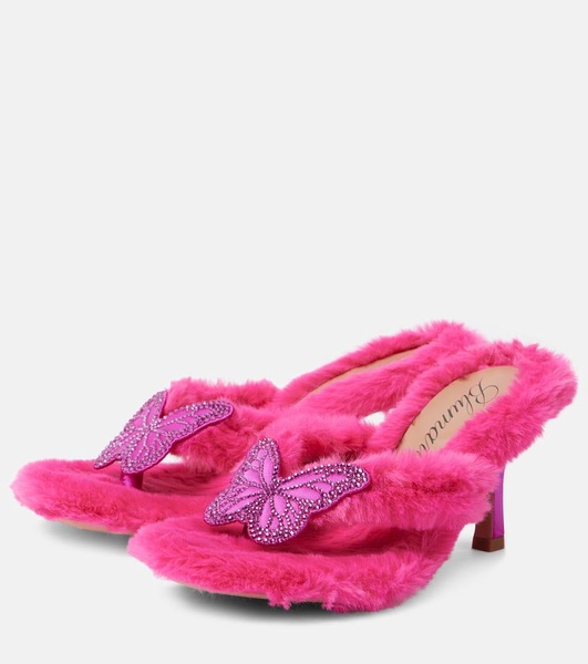 Butterfly 75 faux fur sandals