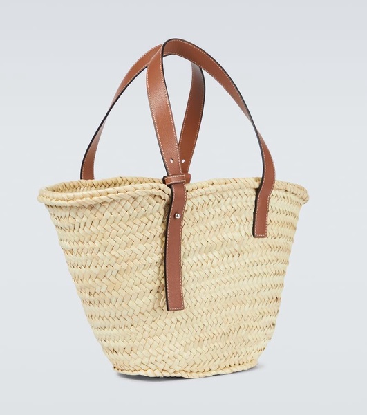 Leather-trimmed basket bag