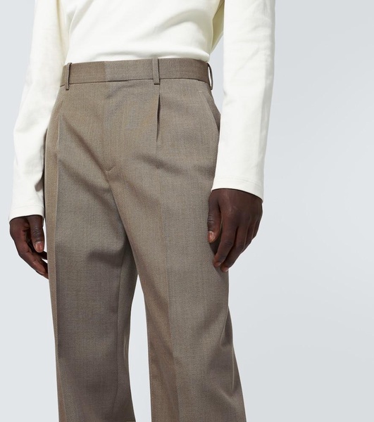 Wool twill straight pants