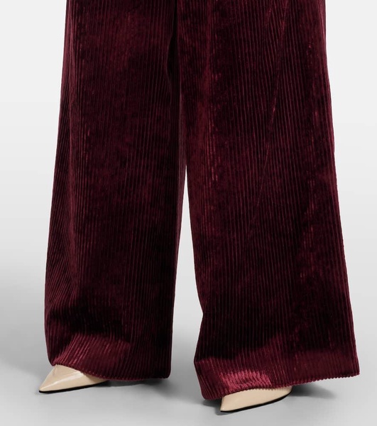 Mid-rise corduroy wide-leg pants