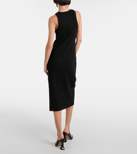 Ribbed-knit jersey midi dress