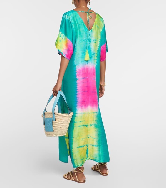 Tie-dyed silk kaftan