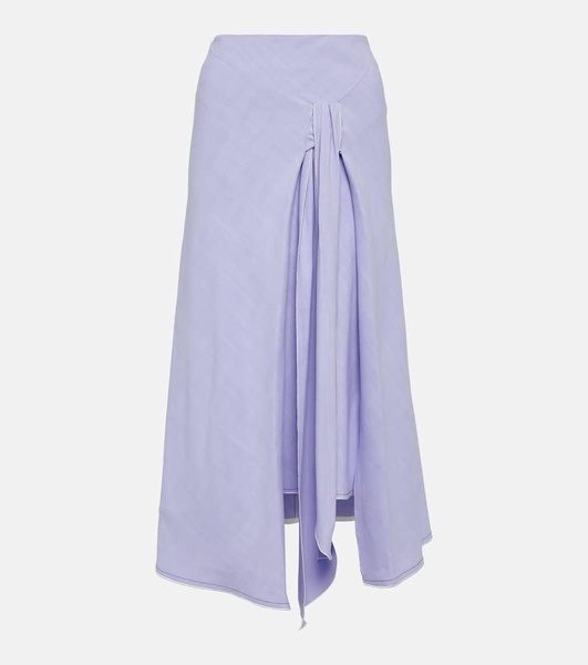 Asymmetric tie-dyed maxi skirt