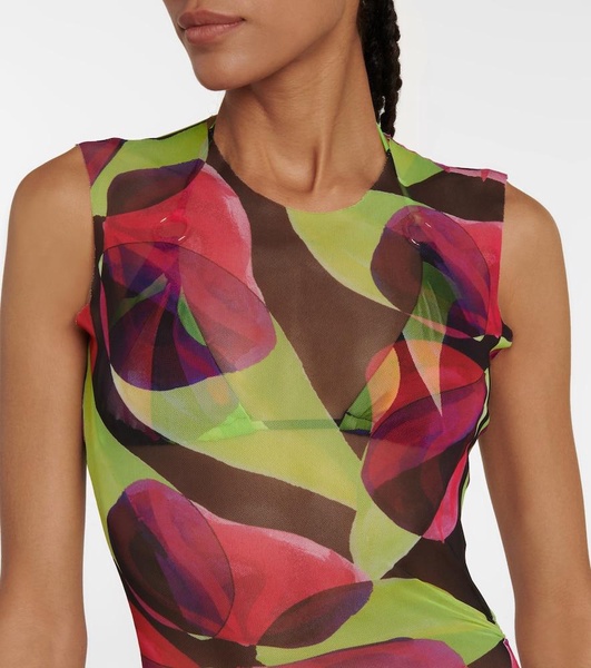 Printed ruched minidress