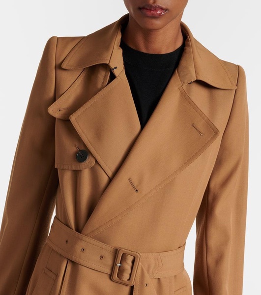 Wool-blend gabardine trench coat