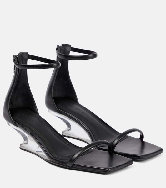 Leather wedge sandals