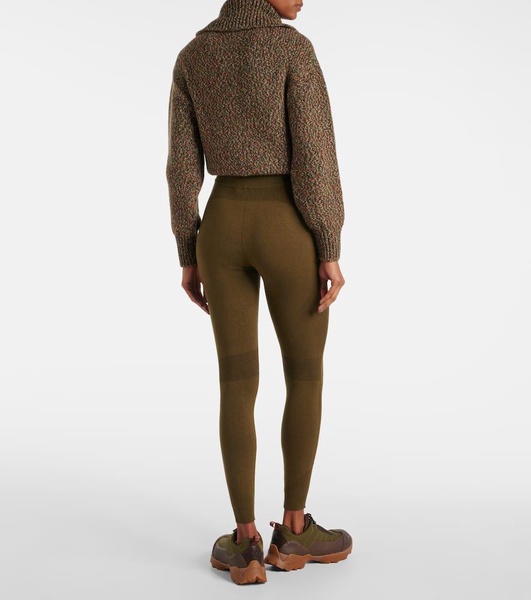 Ribbed-knit silk-blend leggings