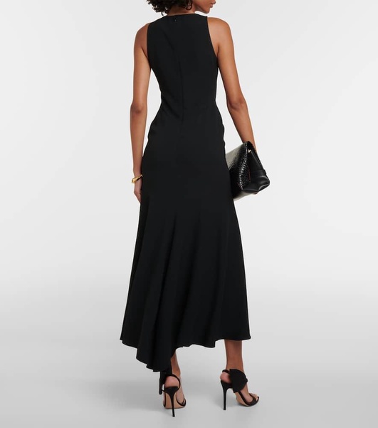 Gathered asymmetric maxi dress