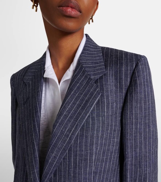 Belia pinstripe linen, wool and silk jacket