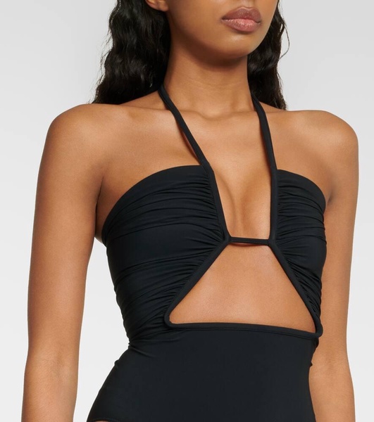 Halterneck cutout swimsuit