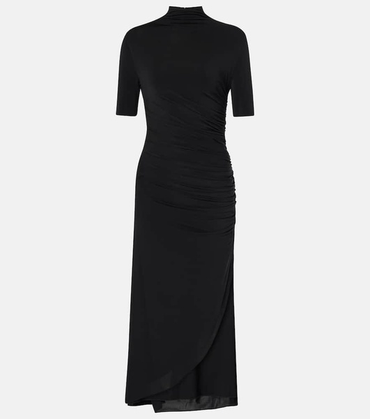 Draped asymmetric midi dress