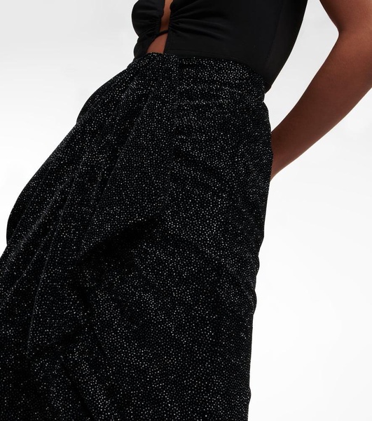 Alyssa embellished velvet midi skirt