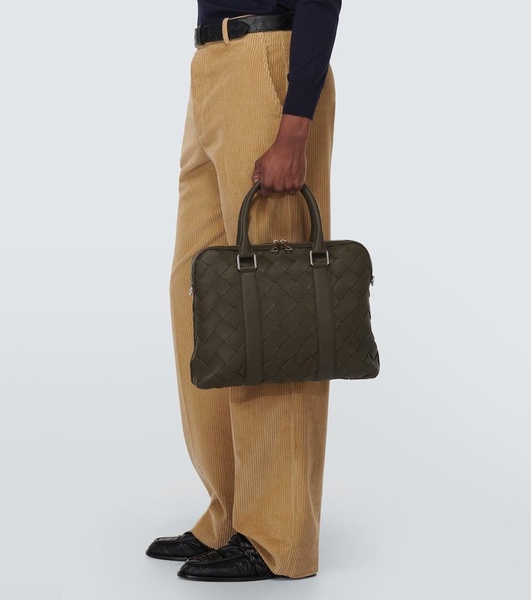 Intrecciato leather briefcase