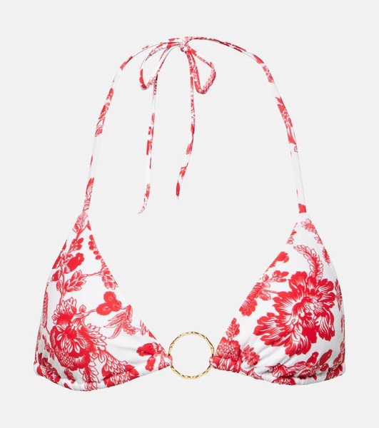 Miami ring-detail floral bikini top