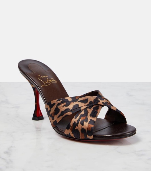 Nicol is Back 85 leopard-print satin mules