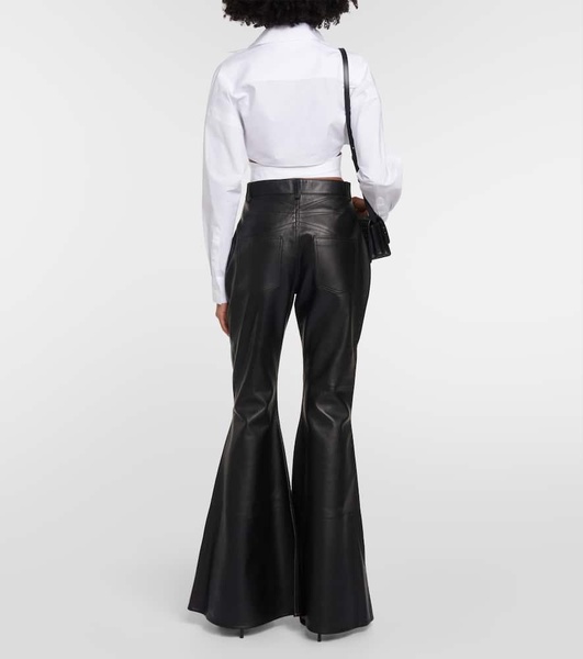 Flared leather pants