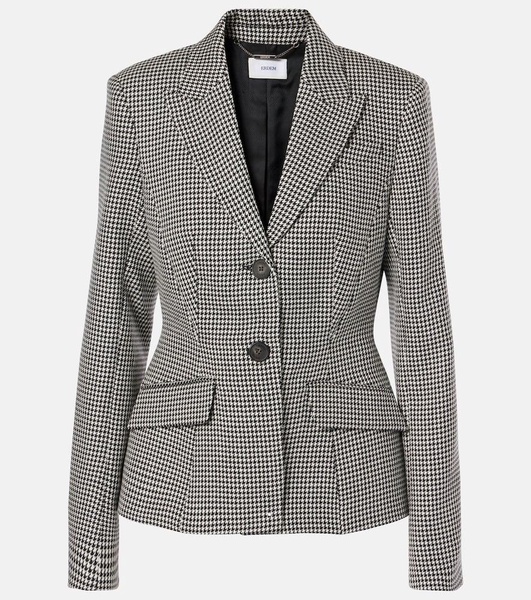 Tailored houndstooth wool blazer