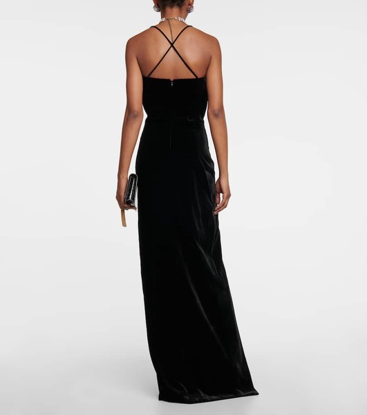 Cutout velvet gown