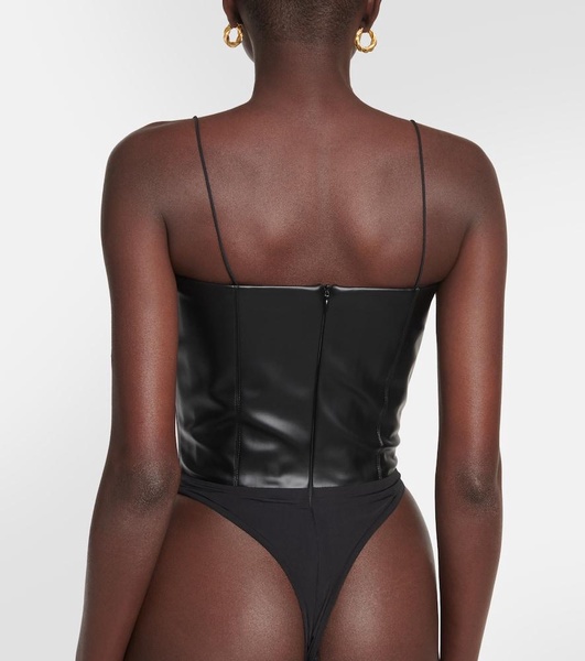 Halston faux leather bodysuit