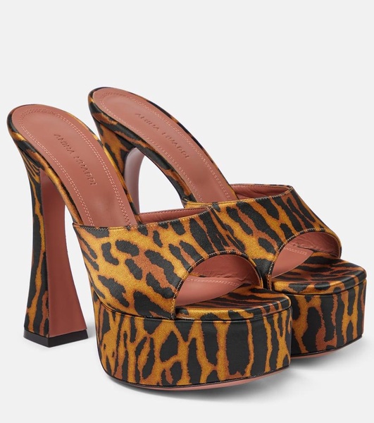 Dalida leopard-print satin platform mules